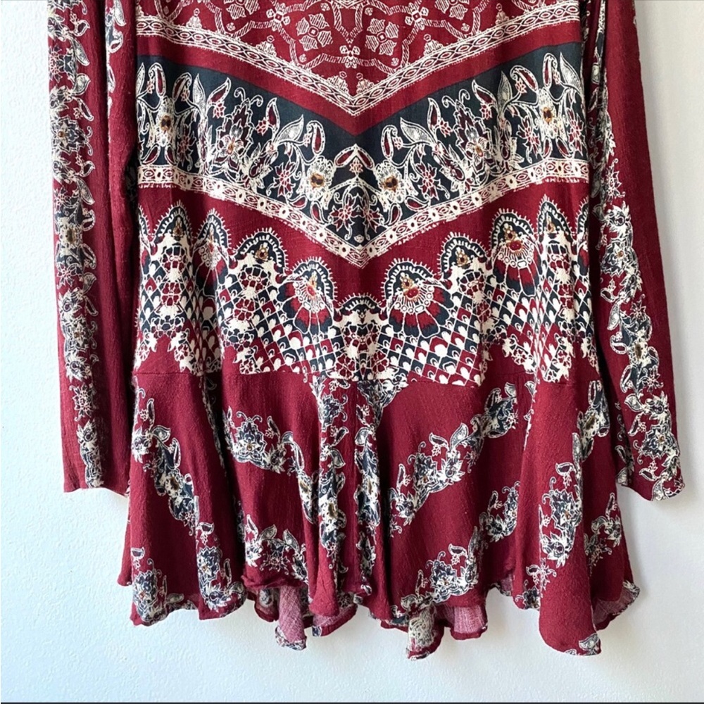 Free People Smooth Talk Bohemian Dress Red M View 3